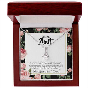 To My Aunt Best Aunt Ever Ribbon Necklace Silver Tone Luxury Box